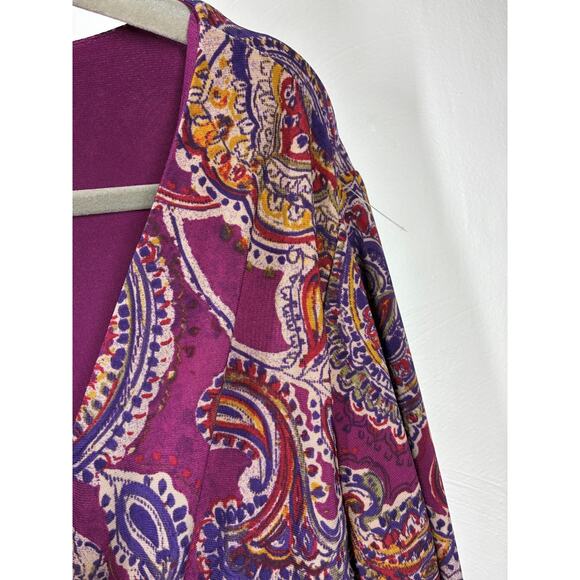 Lauren Ralph Lauren Paisley Surplice Jersey Dress XL Stretchy Faux Wrap Tie Belt - Picture 8 of 12
